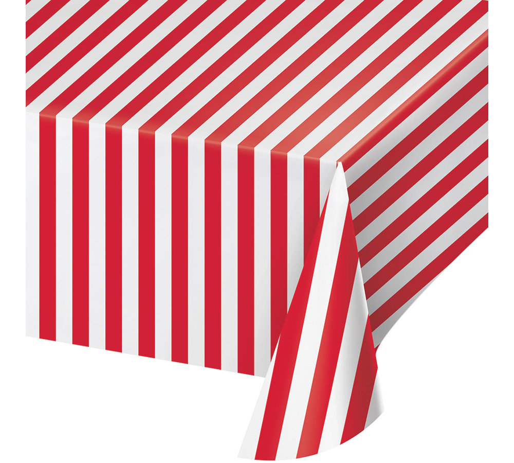 Circus Tafelkleed Rood en Wit Gestreept - per stuk - Circus Party