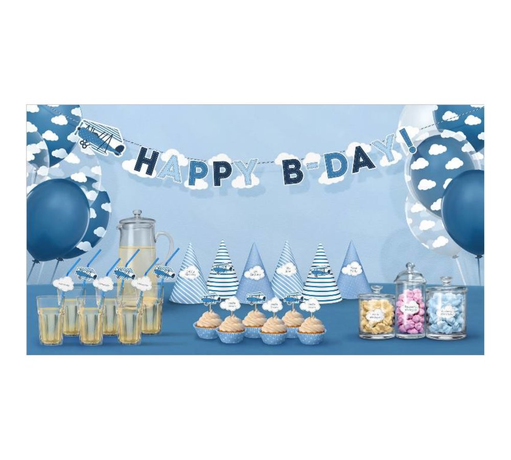 Vliegtuigjes Slinger 'Happy B-Day' - 1,73 meter - karton