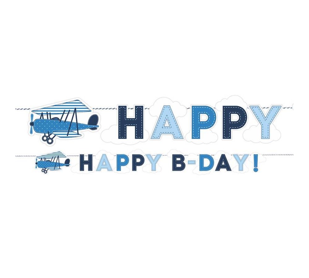 Vliegtuigjes Slinger 'Happy B-Day' - 1,73 meter - karton