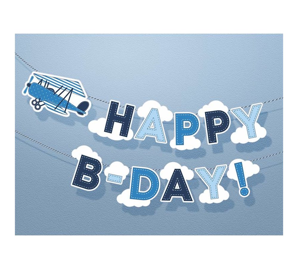Vliegtuigjes Slinger 'Happy B-Day' - 1,73 meter - karton
