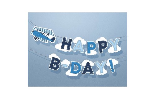 Vliegtuigjes Slinger 'Happy B-Day' - 1,73 meter - karton