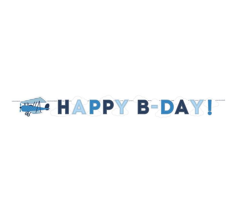 Vliegtuigjes Slinger 'Happy B-Day' - 1,73 meter - karton