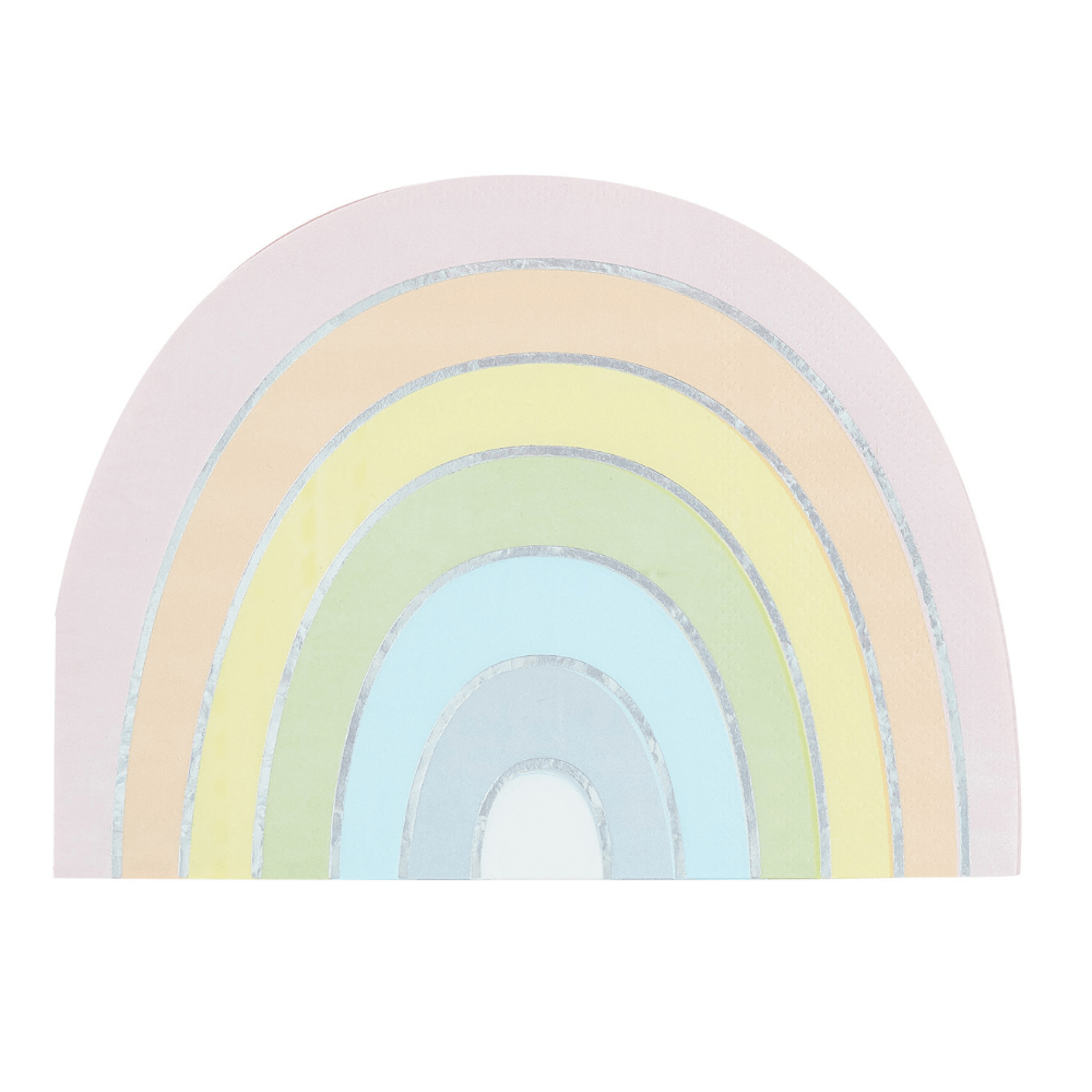 Pastel Rainbow Servetten - 16 stuks - Regenboog pastel feestartikelen