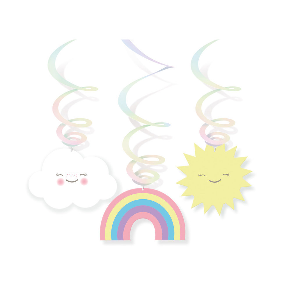 Rainbow & Cloud Hangdecoraties - 3 stuks - Regenboog en Wolk Feestje