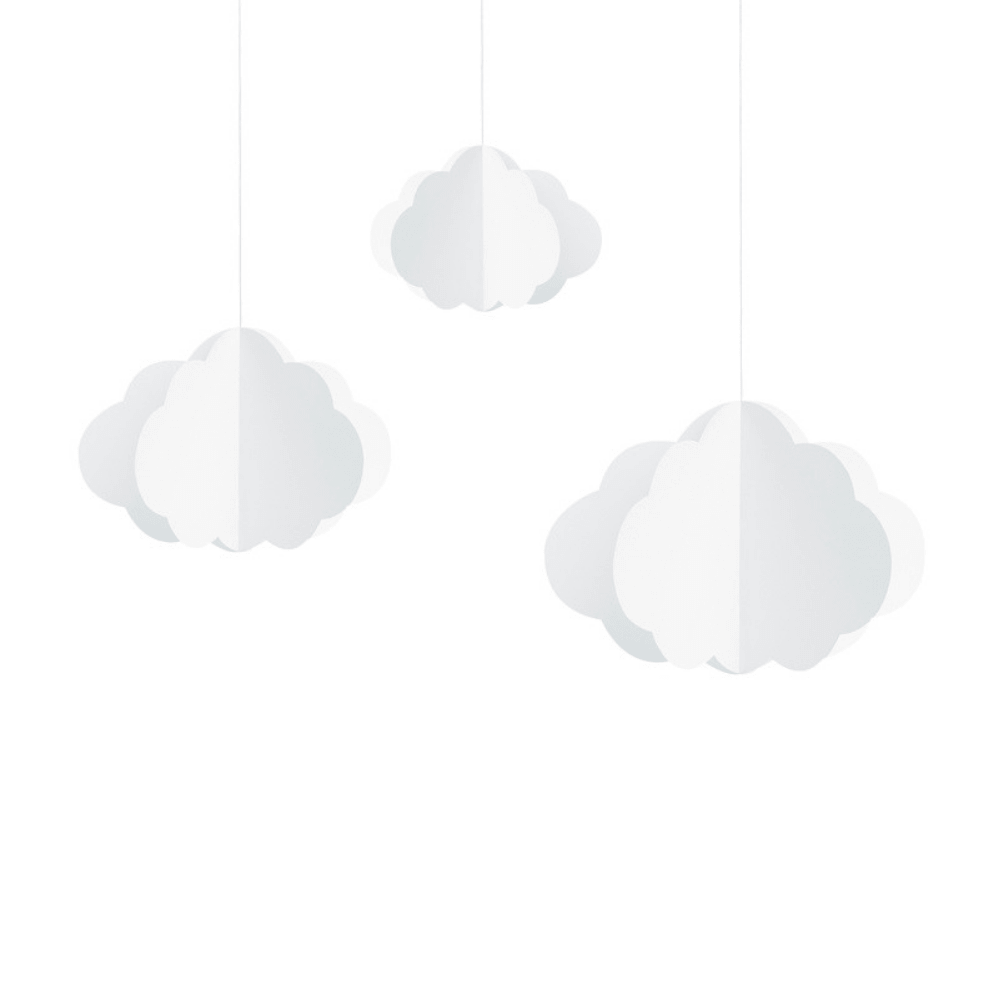 Wolkjes Hangdecoraties - set van 3 - Wolkjes Feestartikelen