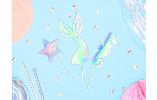 Mermaid Party Taart Toppers - set van 3 - Mermaid Feestartikelen