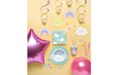 Rainbow & Cloud Hangdecoraties - 3 stuks - Regenboog en Wolk Feestje