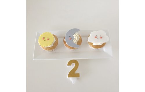 2 Jaar Kaarsje Goud & Glitter - per stuk - 7 cm