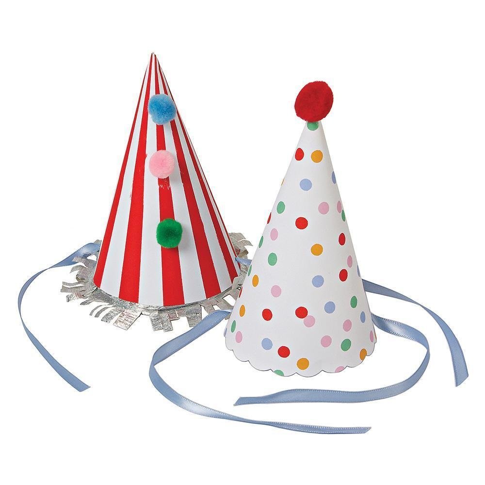 Toot Sweet Hoedjes Stippen & Strepen - 8 stuks - Feesthoedjes