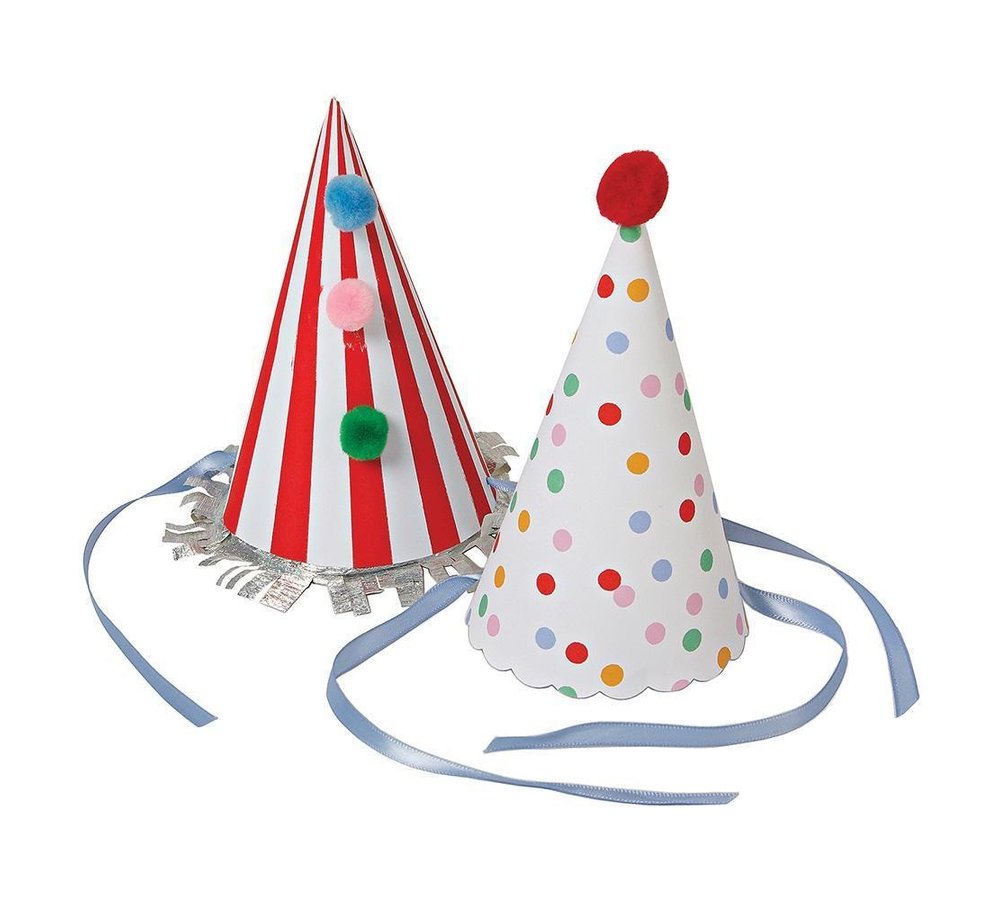 Toot Sweet Hoedjes Stippen & Strepen - 8 stuks - Feesthoedjes