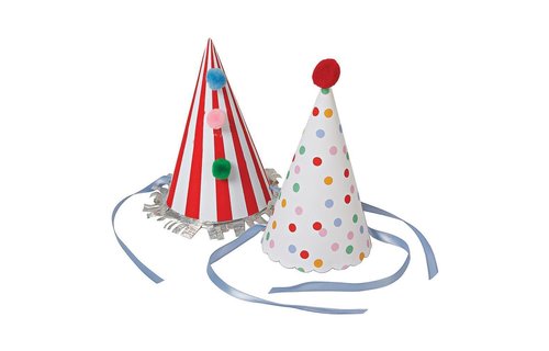 Toot Sweet Hoedjes Stippen & Strepen - 8 stuks - Feesthoedjes