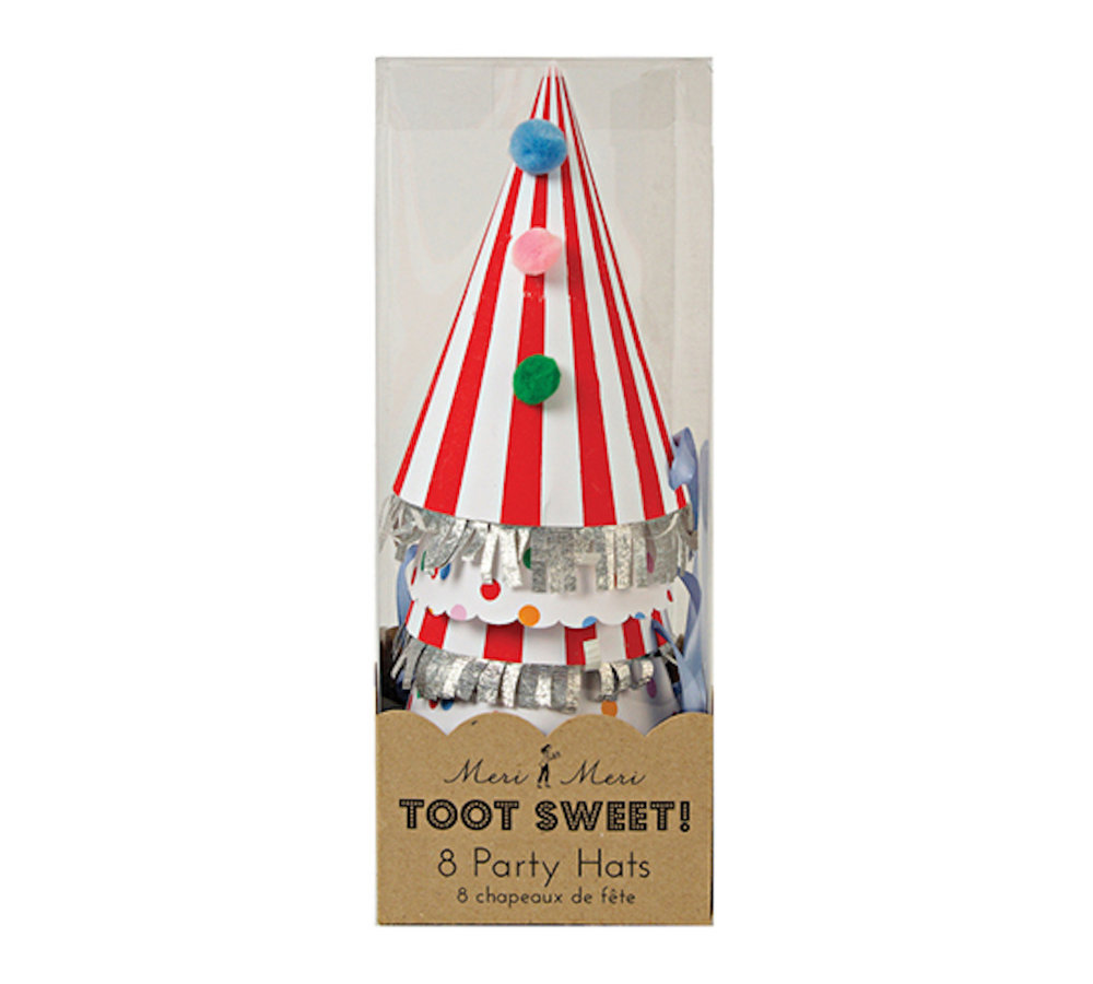 Toot Sweet Hoedjes Stippen & Strepen - 8 stuks - Feesthoedjes