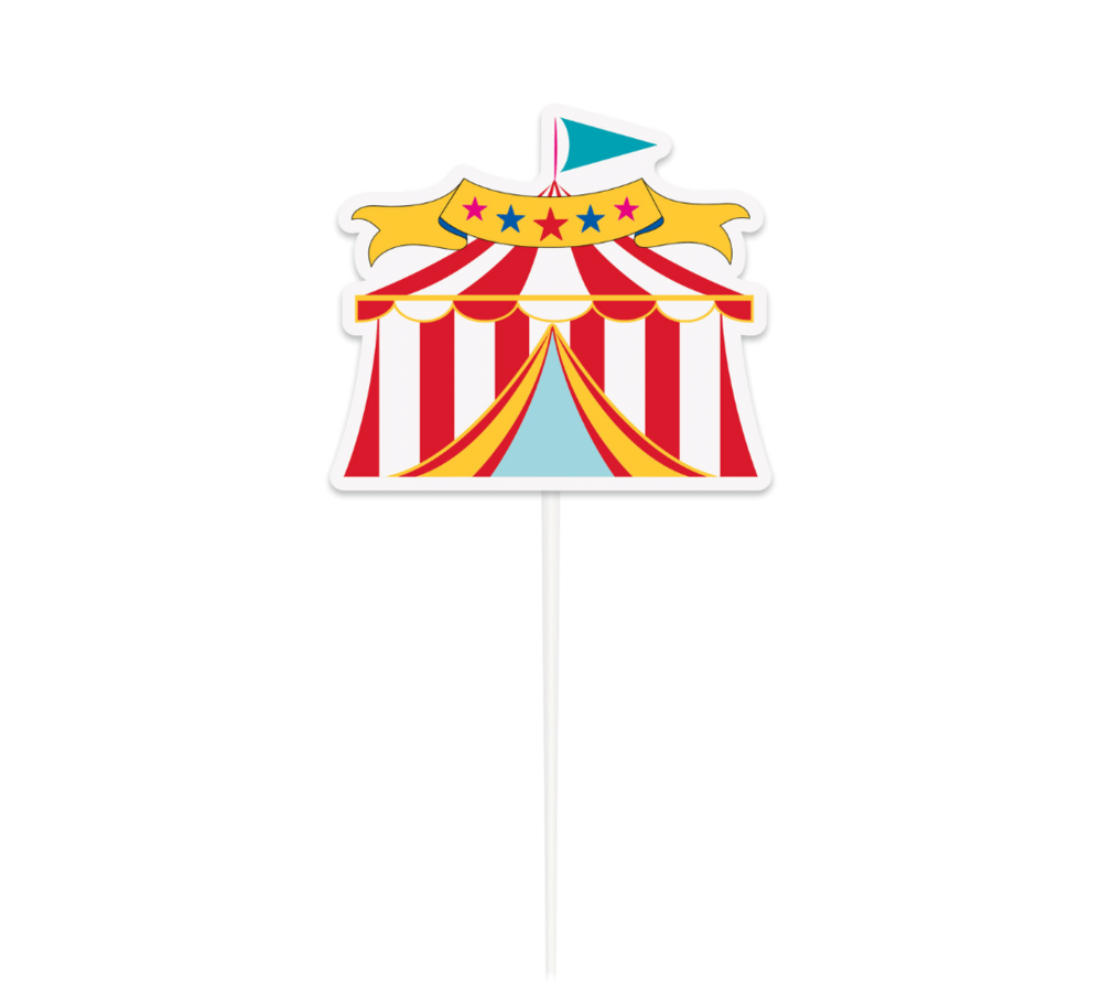 Circus Tent Taarttopper - per stuk - Cake topper voor een circusfeestje