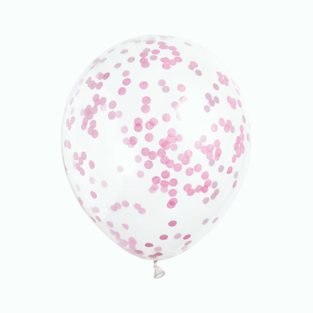 Transparante Ballonnen met Roze Confetti - 6 stuks