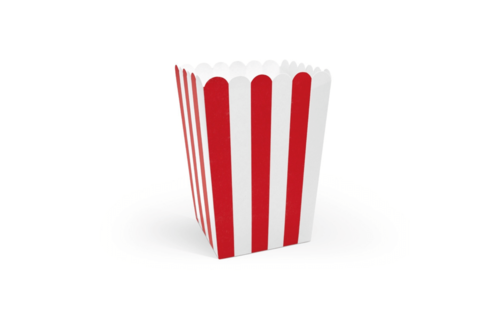 Popcorn Bakjes Rood Gestreept - 6 stuks