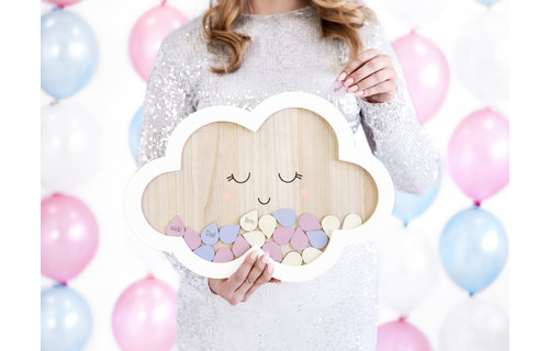 Wolk Frame (Hout) met Druppels - per stuk - gastenboek/ decoratie