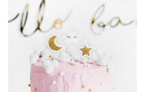 Taartkaarsjes Maan, Sterren en Wolkjes - 5 stuks - Twinkle Twinkle Little Star