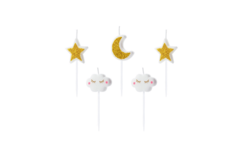 Taartkaarsjes Maan, Sterren en Wolkjes - 5 stuks - Twinkle Twinkle Little Star