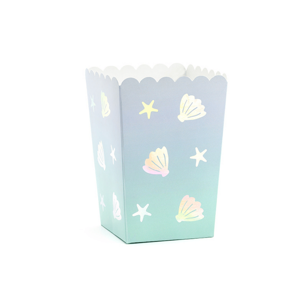 Narwal Party Popcornbakjes - 6 stuks - Narwal feestartikelen en versiering