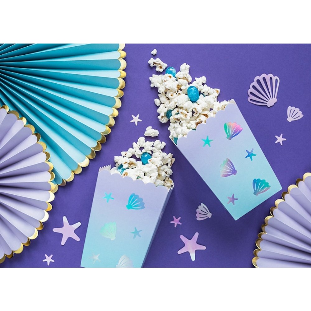 Narwal Party Popcornbakjes - 6 stuks - Narwal feestartikelen en versiering