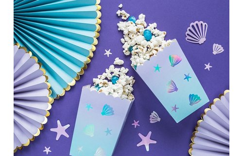 Narwal Party Popcornbakjes - 6 stuks - Narwal feestartikelen en versiering