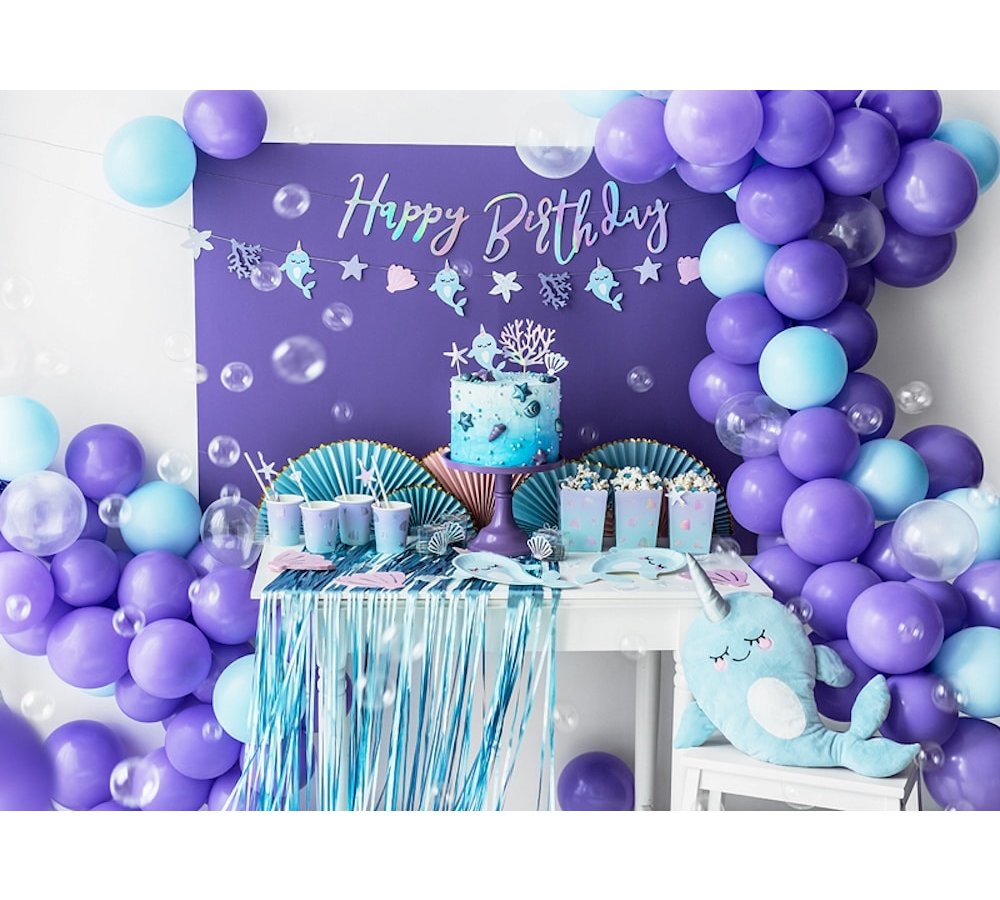 Narwal Party Taarttoppers - set van 4 - Narwal feestartikelen en versiering