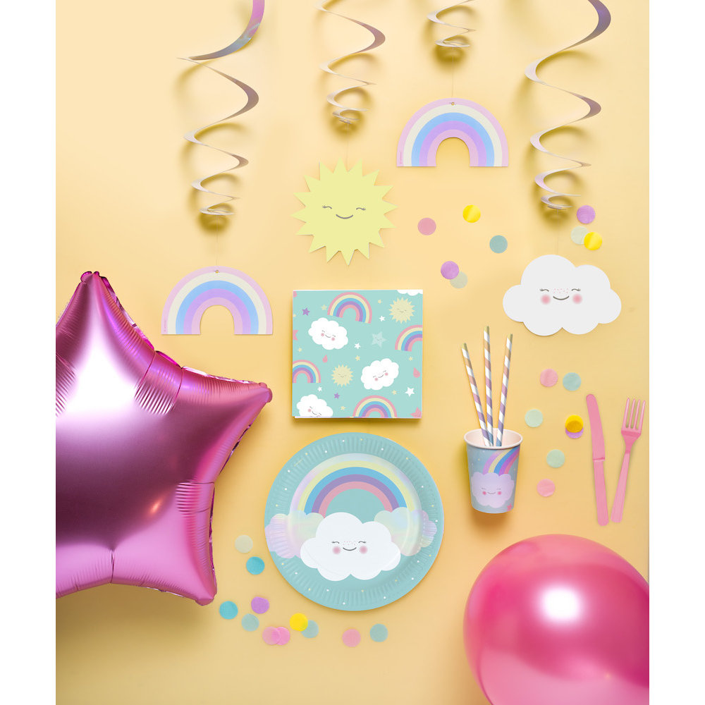 Rainbow & Cloud Bekers - 8 stuks - Regenboog en Wolk Feestje