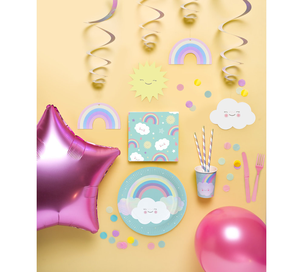 Rainbow & Cloud Bekers - 8 stuks - Regenboog en Wolk Feestje