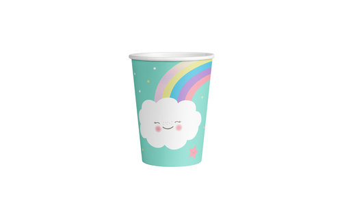Rainbow & Cloud Bekers - 8 stuks - Regenboog en Wolk Feestje