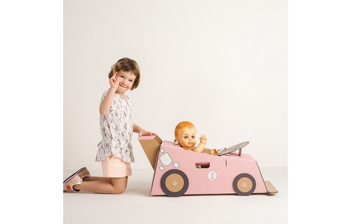 Auto Roze - per stuk - Mister Tody kartonnen speelgoed