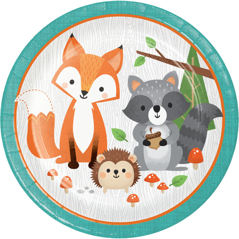 Woodland Animals Borden - 8 stuks - Bosdieren feestartikelen en versiering