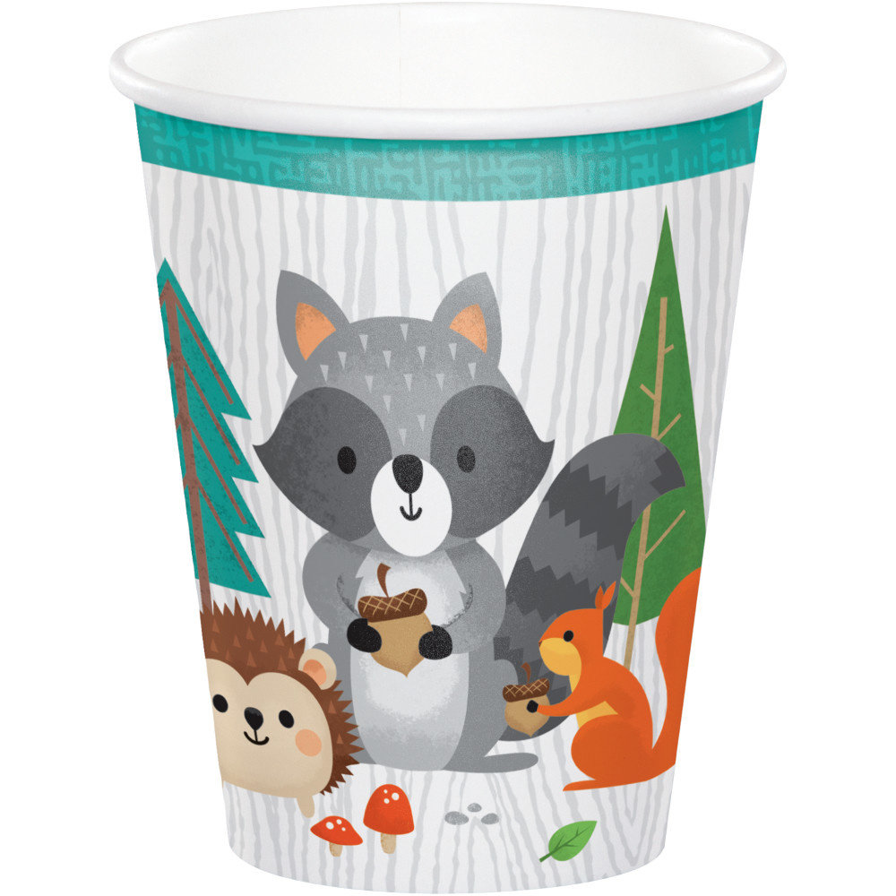Woodland Animals Bekers - 8 stuks - Bosdieren feestartikelen en versiering