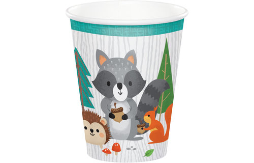 Woodland Animals Bekers - 8 stuks - Bosdieren feestartikelen en versiering