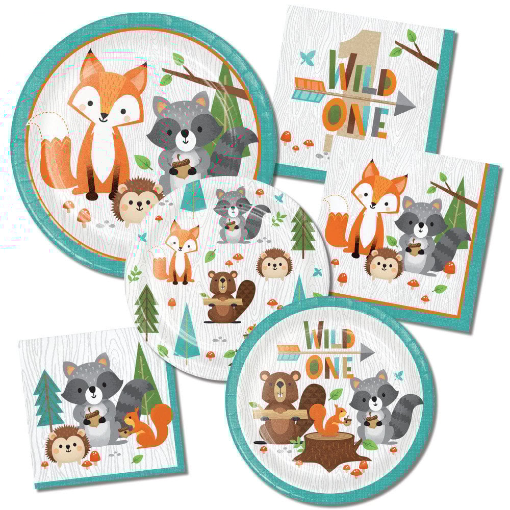 Woodland Animals Servetten (Wild One) - 16 stuks - Bosdieren feestartikelen en versiering