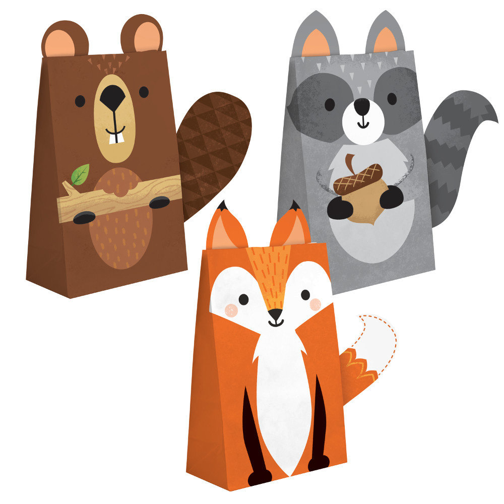 Woodland Animals Uitdeelzakjes - 8 stuks - Bosdieren feestartikelen en versiering