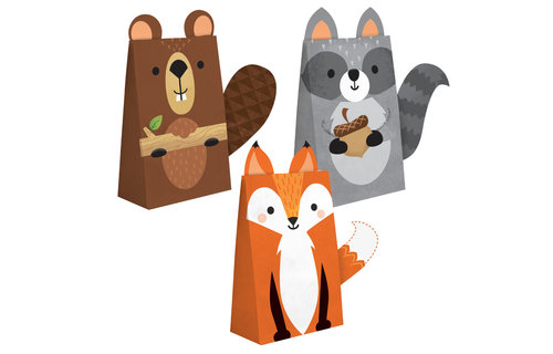 Woodland Animals Uitdeelzakjes - 8 stuks - Bosdieren feestartikelen en versiering