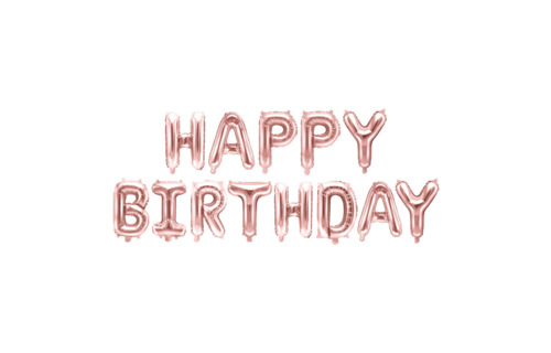 Letter Folieballonnen 'Happy Birthday' Roségoud - per set