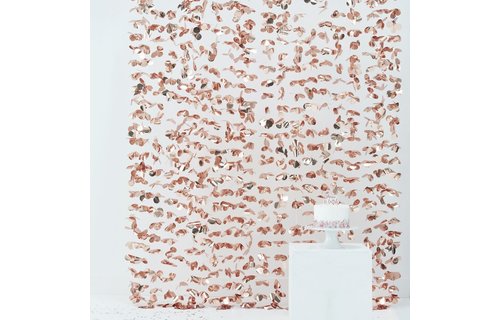 Feestgordijn Bloemen Roségoud - per stuk - Deurgordijn en backdrop versiering