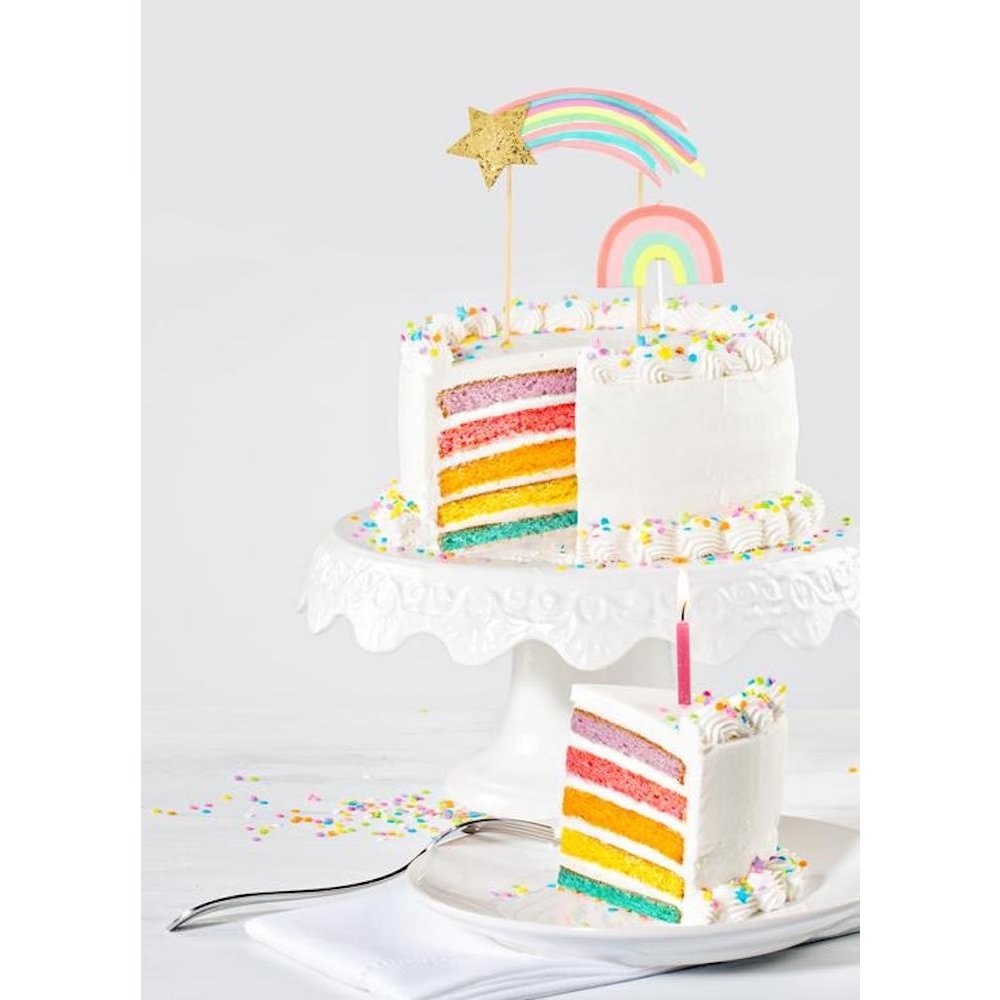 Regenboog Taartkaars - per stuk