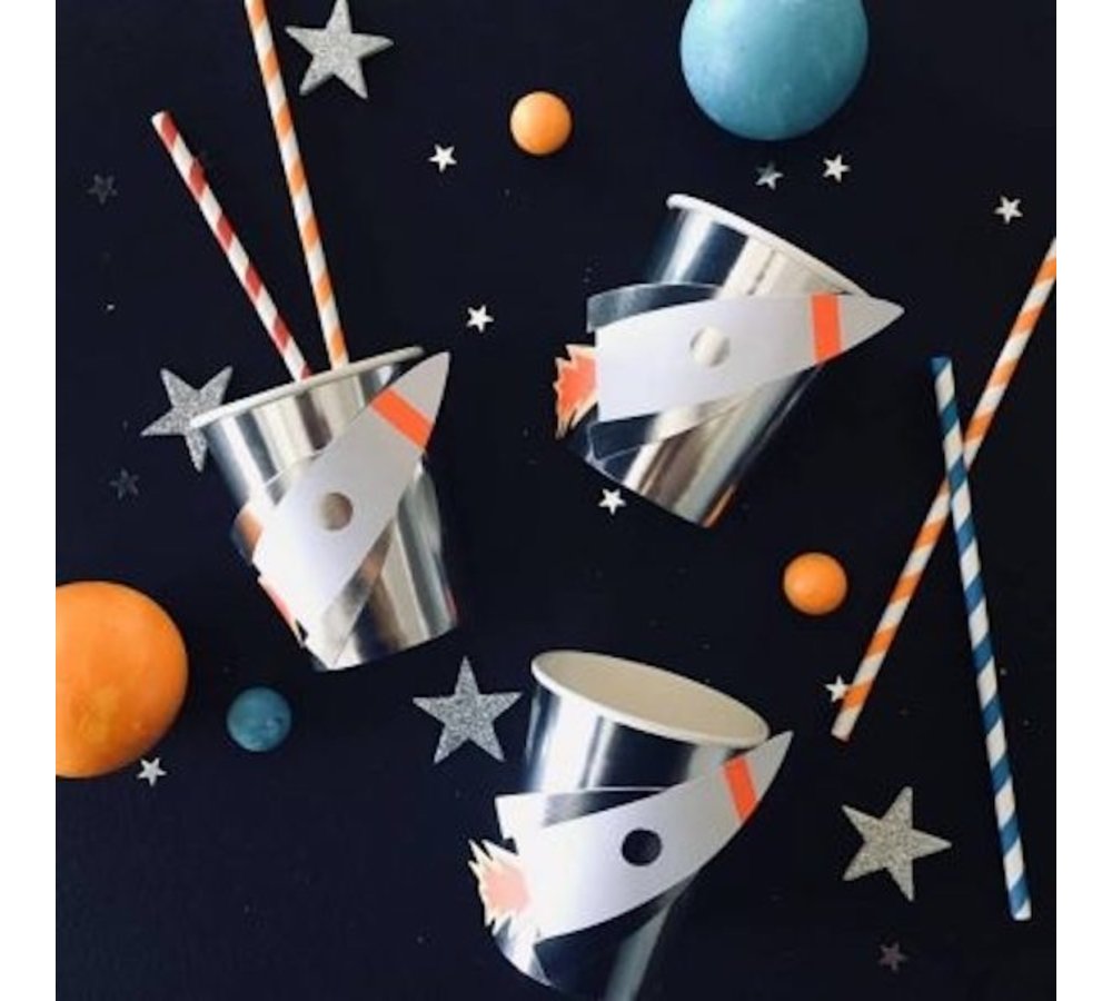 Space Raket Bekers - 8 stuks - To the Moon feestartikelen