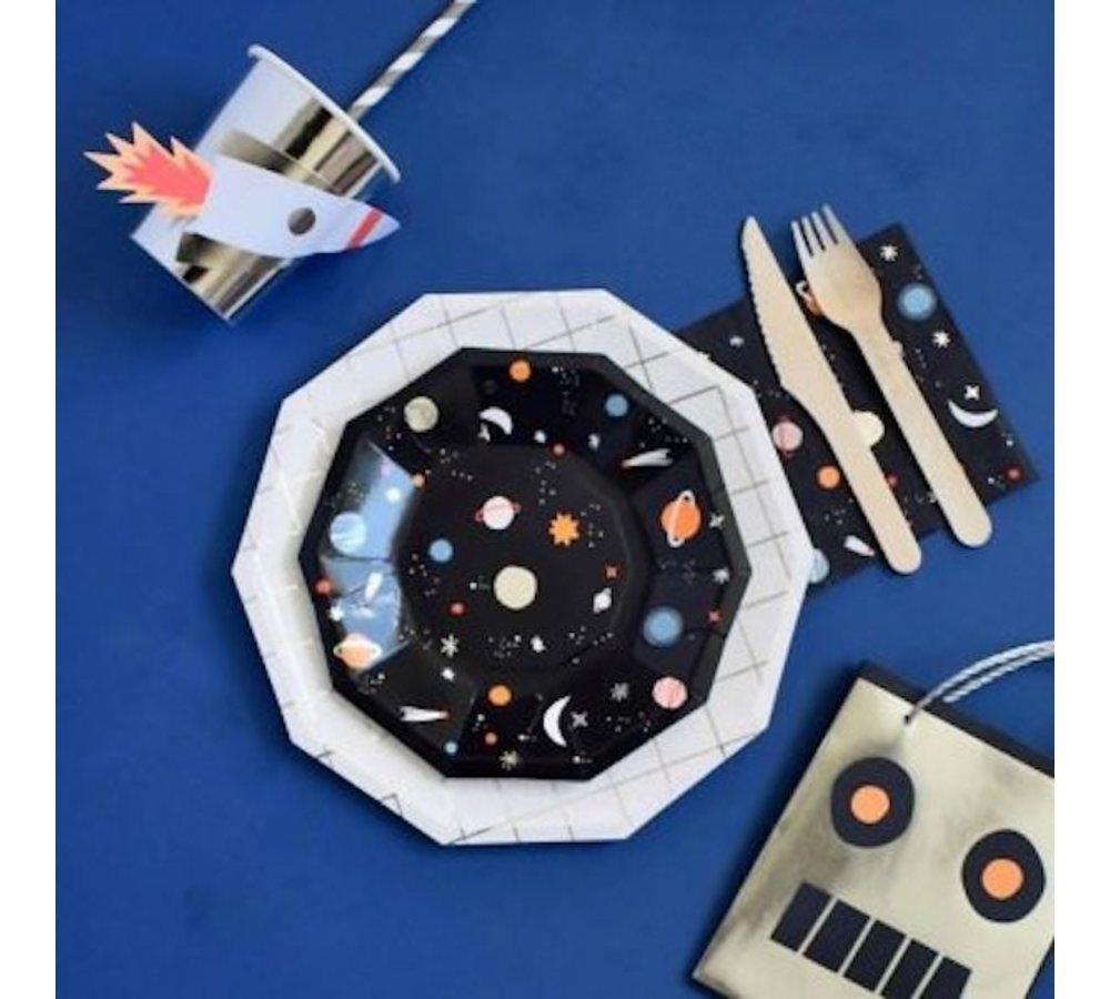 Space Bordjes - 8 stuks - To the Moon feestartikelen