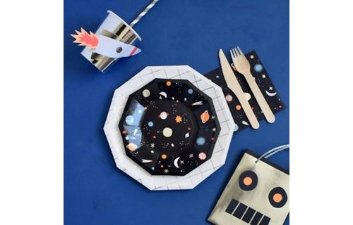 Space Bordjes - 8 stuks - To the Moon feestartikelen