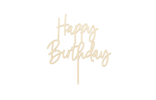 Taarttopper 'Happy Birthday' Hout - per stuk - Taart toppers