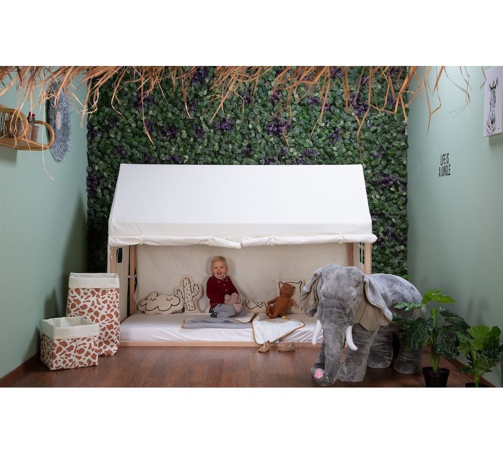 Huis Bedframe - 90 x 200 - Hout Naturel