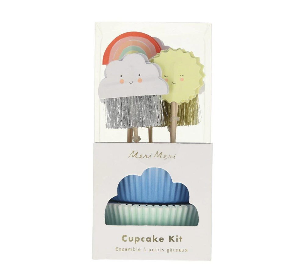 Happy Weather Cupcake Kit - set van 24 - Wolk Regenboog Zon