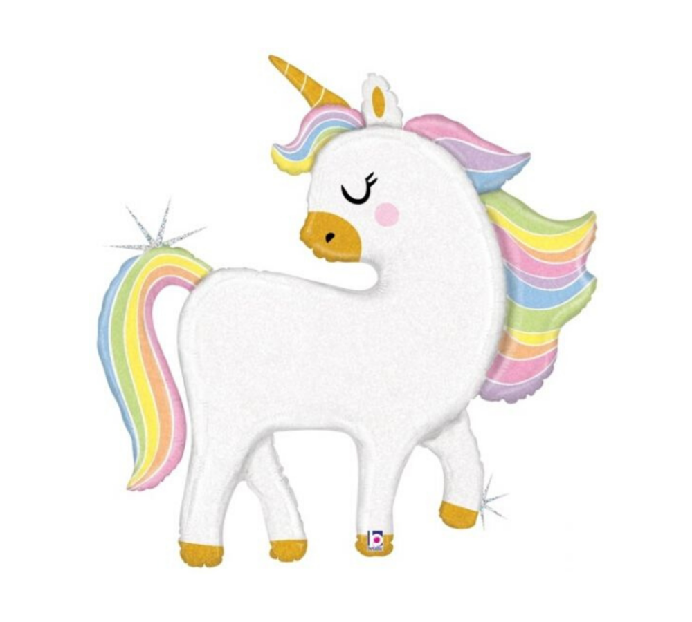 Unicorn Folieballon Pastel en Glitters - per stuk - Unicorn feestartikelen