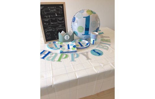 Tafelkleed Wit en Blauw (Grid) - per stuk - Papieren tafelkleden