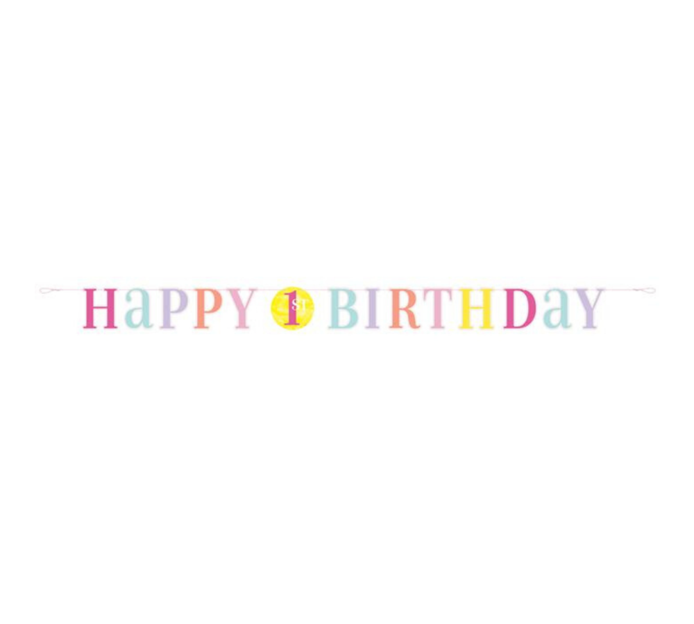 1 Jaar Dots Roze Slinger - per stuk - First Birthday Dots