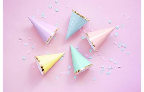 Feesthoedjes Pastel - 6 stuks - Hoedjes