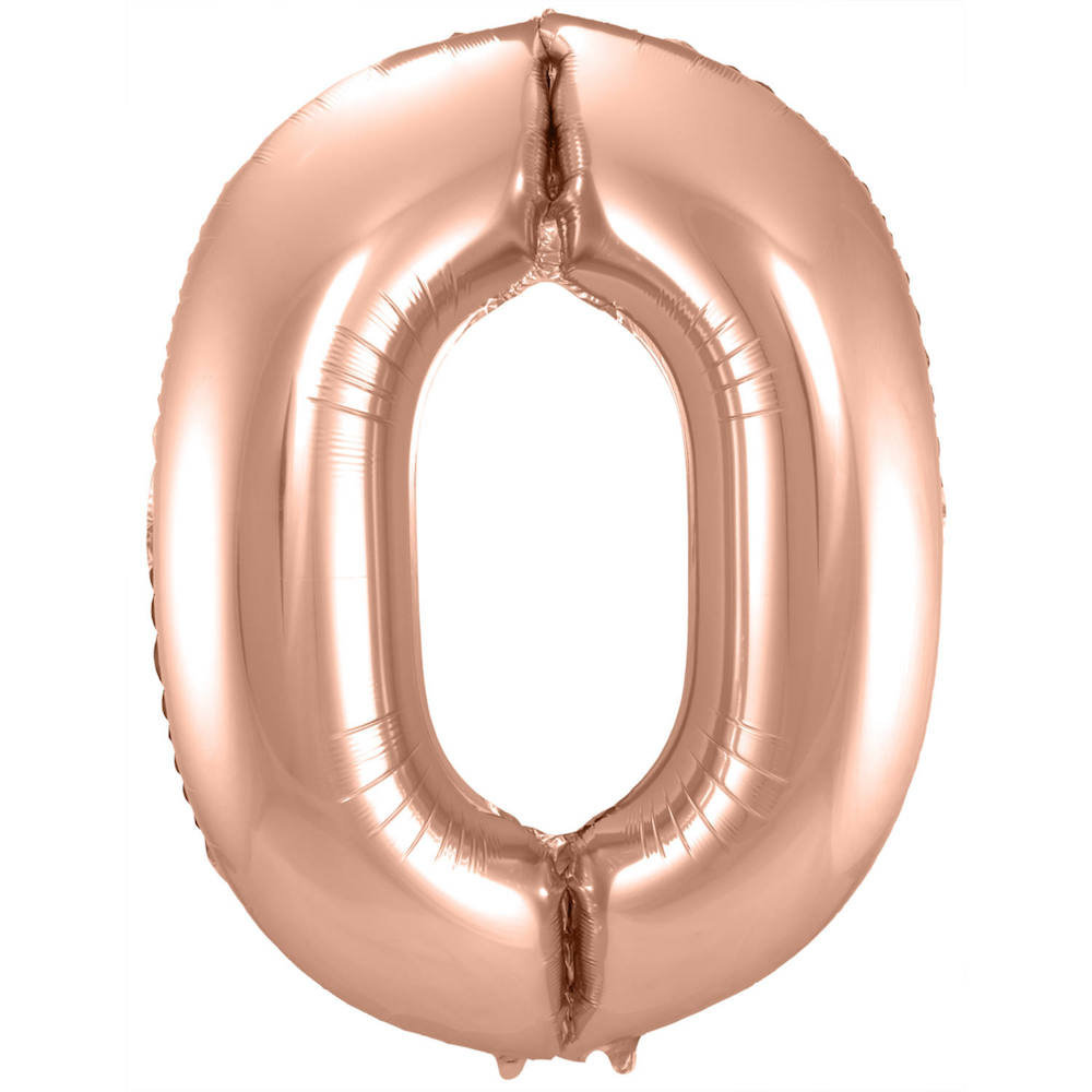 XL Cijfer 0 Folieballon Roségoud - 86 cm